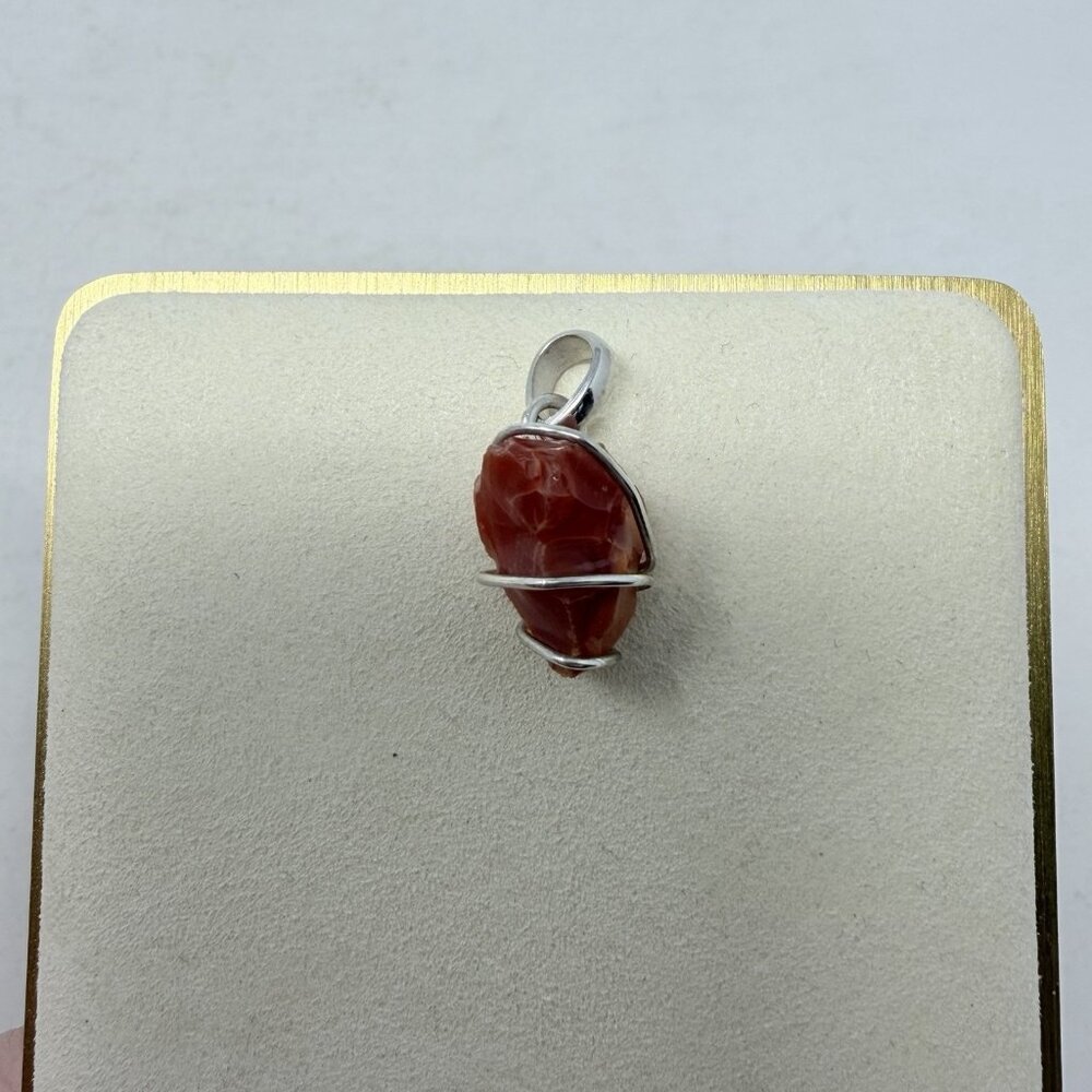 Shop LC Rough Cut Fire Opal Fancy Pendant in Sterling Silver without Chain 5445